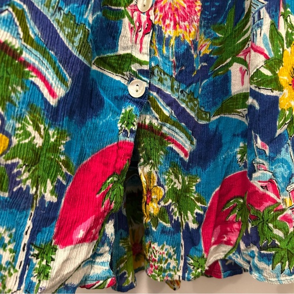 Vtg 90s Bila Colorful Travel Print Crinkle Gauze Midi Dress Sz M Boho Summer - Picture 4 of 10